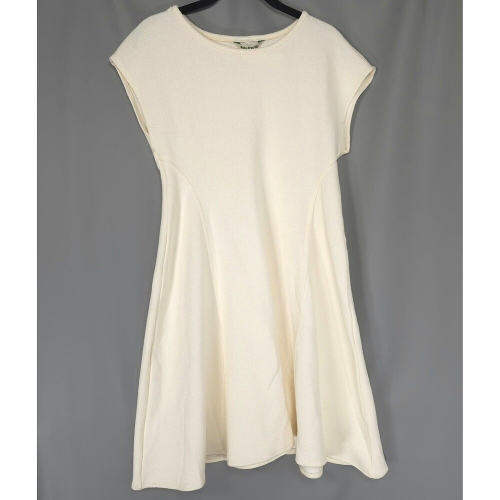 ANTHROPOLOGIE DAILY PRACTICE Women's New MEDIUM Mini Dress Textured Cap-Sleeve